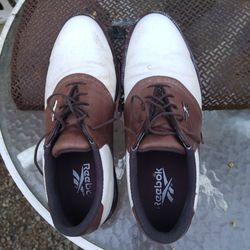 White & Brown Saddle Look Golf Shoes 