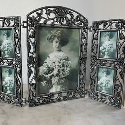 New Never Used Vintage Pewter Collage Photo Frame 