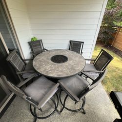 Round Propane Patio Table & 6 Chairs 