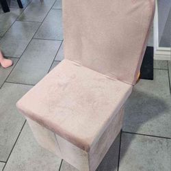 Pink Velvet Foldable Storage Ottoman Chair