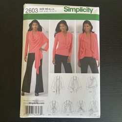 Simplicity Sewing Pattern 2603 Size M L XL 2009 Knit Top Wrap