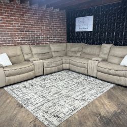 Free Delivery- light brown 7pc L shape sectional sofa couch