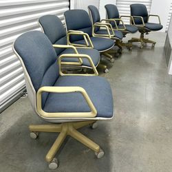 Vintage MCM Set Of 6 AllSteel Swivel Rolling Office Chairs 