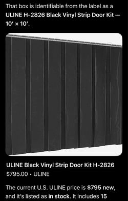 Uline Black Vinyl Strip Door Kit 10x10