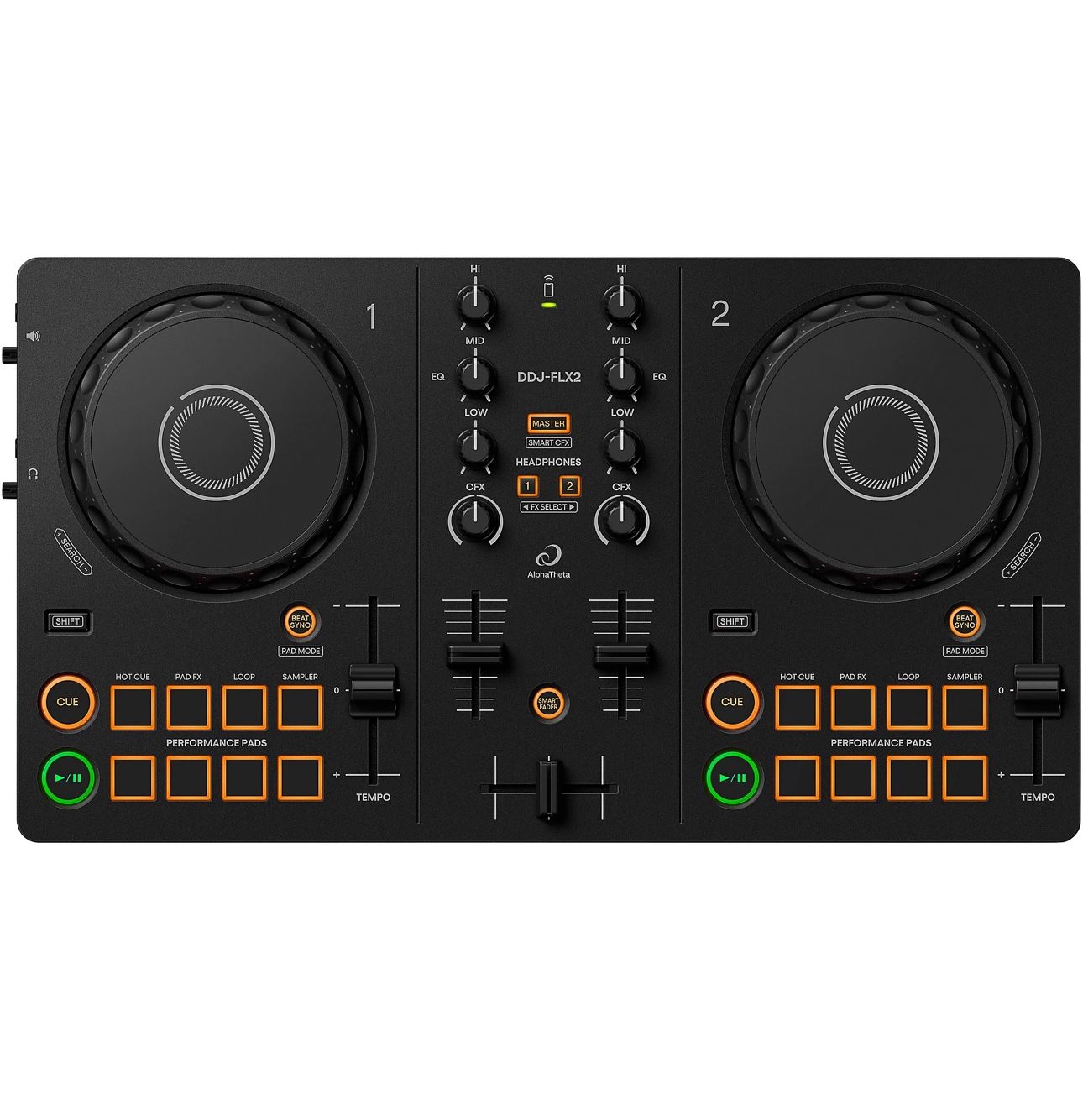 DJ AlphaTheta DDJ-FLX2 Entry-Level DJ Controller for rekordbox and Serato Black