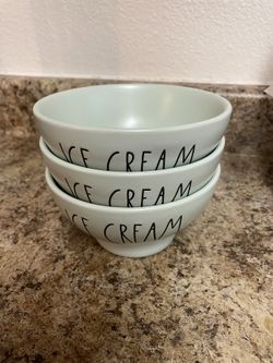 3 Ceramic Rae Dunn Ice Cream Bowls