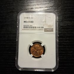 1938s Wheat Penny MS65 RD