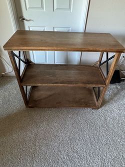 Rustic Wood & Metal Console Table – 2-Tier Storage Shelf