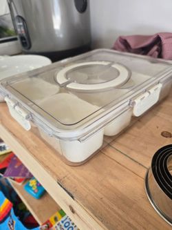 Beige Snack/Snackle Box, Divided Serving Tray, Great for Kids!