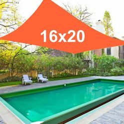 (New) $35 Rectangle 16x20 ft Large Sun Shade Sail Outdoor Cover w/ Ropes (Orange color) 