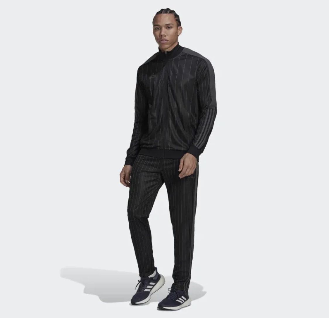 adidas Men's Sportswear AEROREADY Pinestriped Track Suit (Jacket & Pant) XL