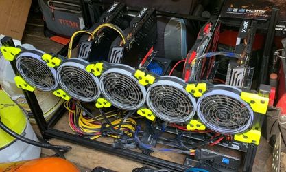 Mining rig 4 gpu with motherboard and 2 ￼power supply