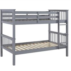 BRAND NEW WALKER EDISON MISSION GRAY TWIN OVER TWIN BUNK BEDS.  FRAME ONLY