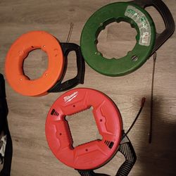 Klein 240ft & Greenlee 200ft Steel Fish Tapes and Milwaukee 50ft Polyester Tape