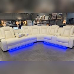 High Quality white breathing leather power recliner sectional couch