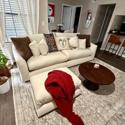 Beige Sofa With Ottoman 