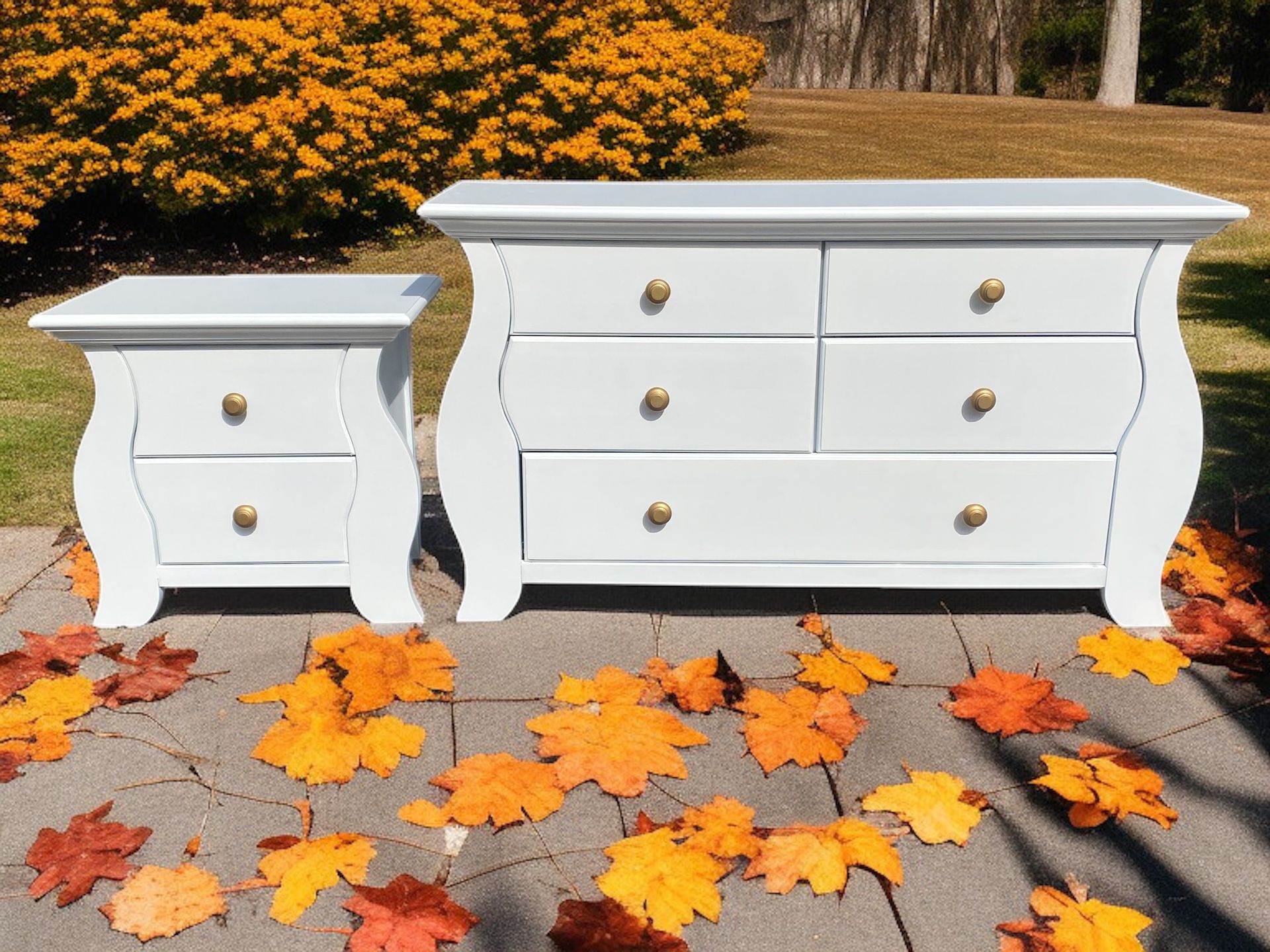 Large Dresser & Nightstand 2pc Bedroom Set Solid Wood New