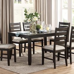 7PC Brown Dining Table Set 