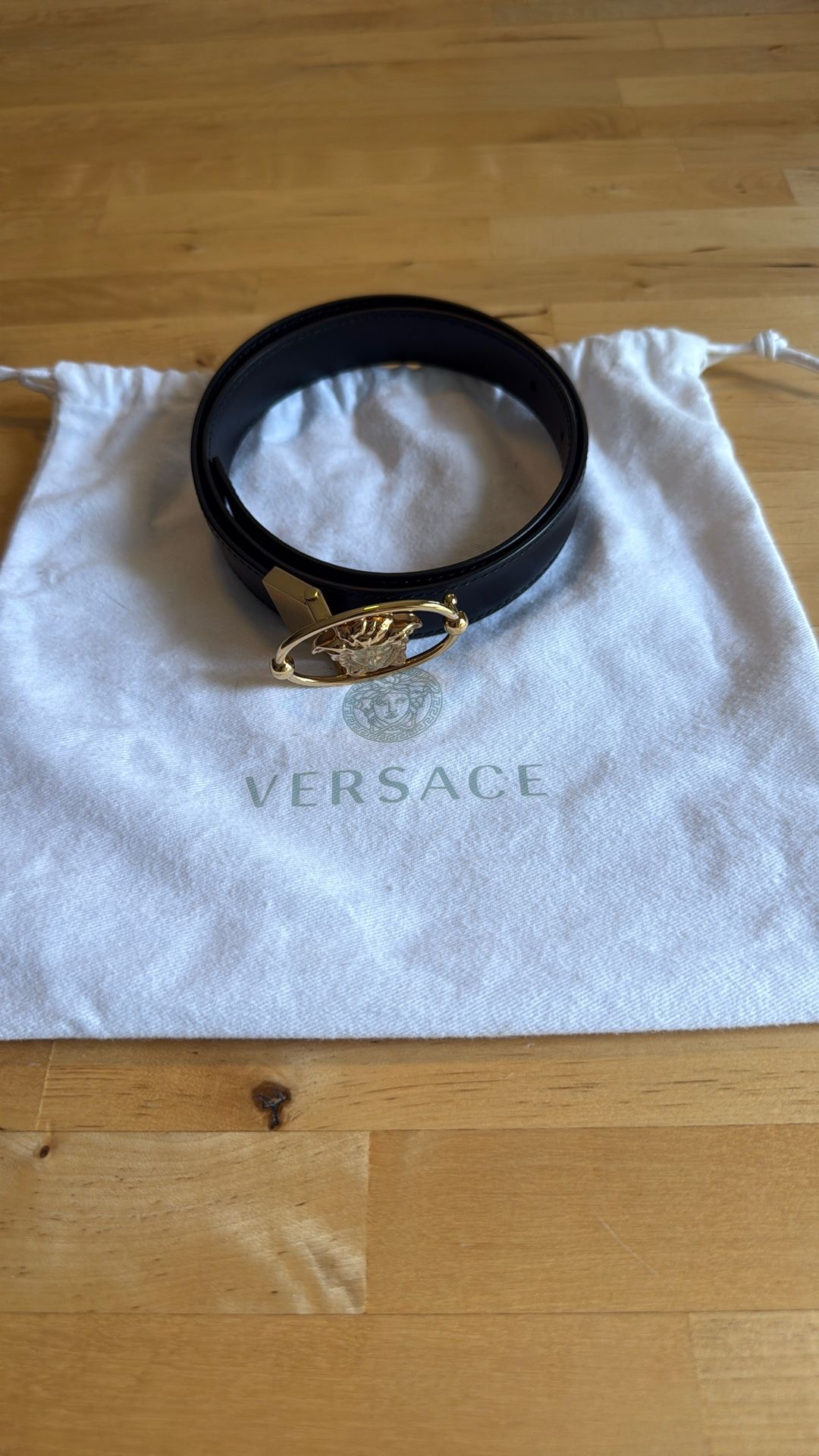 Versace Women’s Black And Gold Belt