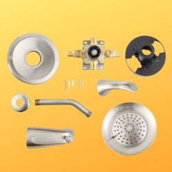 New, Tub Shower Faucet Set with Valve, 6-Inch Shower Head, and Tub Spout - Single-Handle Tub and Shower Trim Kit