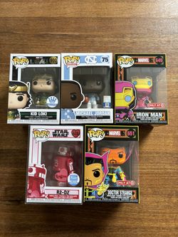 Funko Pop! Lot , Loki, Iron Man, Michael Jordan, Doctor Strange, Star Wars R2D2
