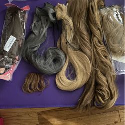 [Not Real Human Hair]22inch Clip Cheap Hair Extension Each!Color Blonde, Beige Blonde, Sliver, Brown 
