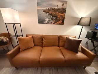 living spaces leather couch