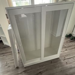 IKEA Cabinet with Glass Doors White 4 Shelves
