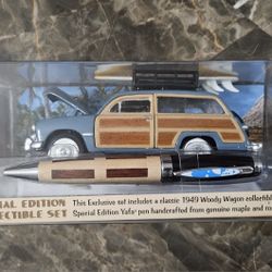 Die Cast 1949 Ford Woody Wagon and Yafa pen