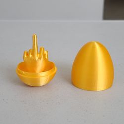 Middle Finger Golden Easter Egg Prank Novelty Knick Knack Joke Toy