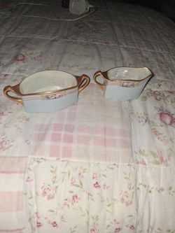 Vintage Porcelain Creamer and Sugar Bowl Set