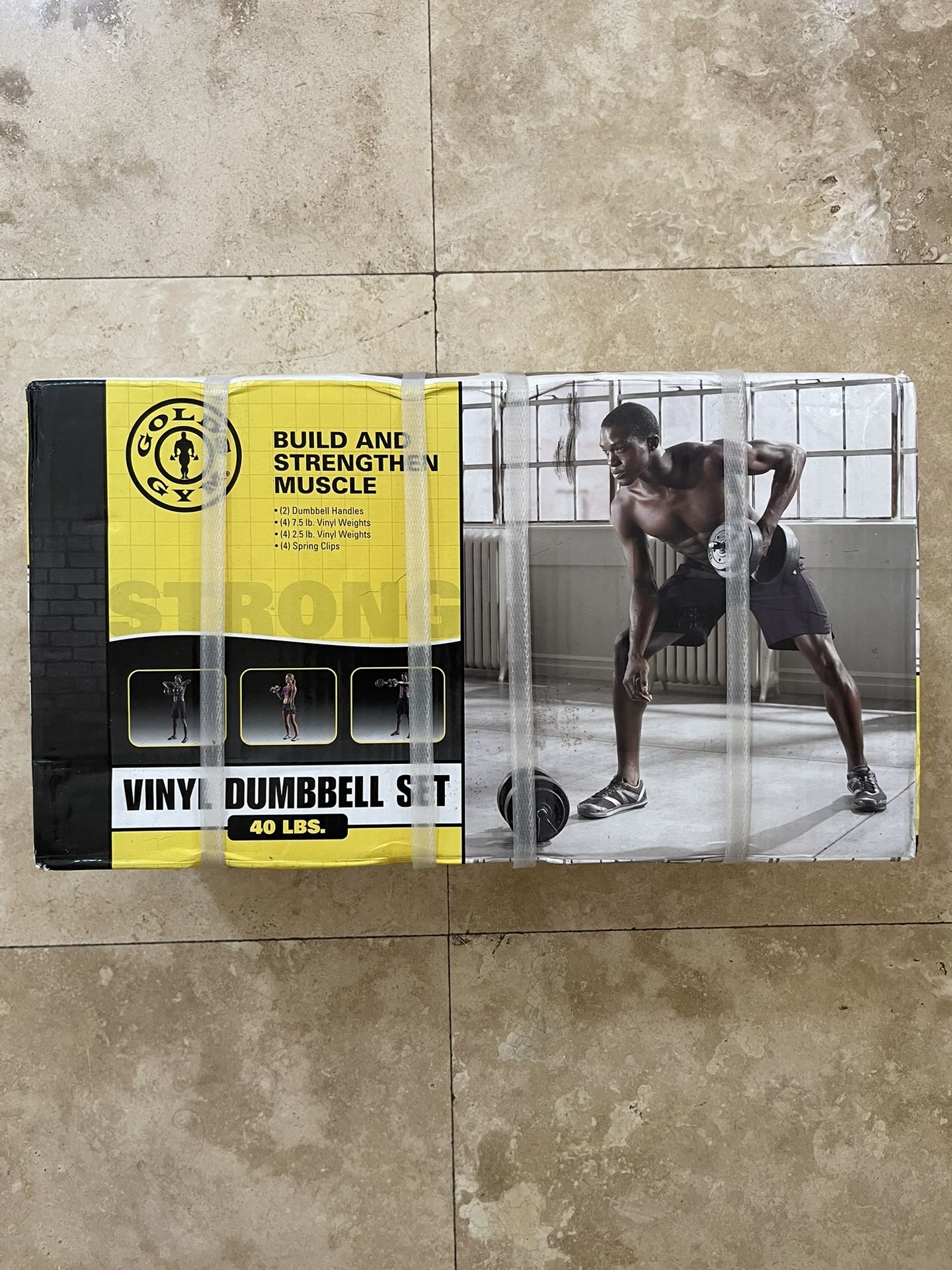 Gold's Gym 40 Pound LB Vinyl Cement Dumbbell Weight Set