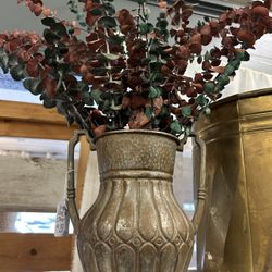 Vintage Vase w/ Large Bunch of Dried Eucalyptus Included 