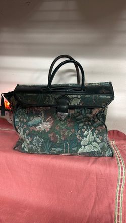 Vintage Atlantic Floral Tapestry Tote Bag with Leather Trim