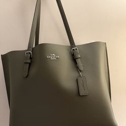 Coach Tote Bag olive Green Leather 