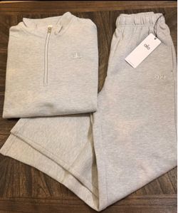 Grey alo set sweat set quarterzip