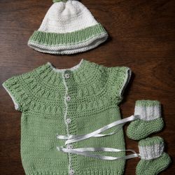 knitted sweater, hat and socks for baby