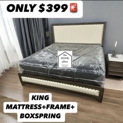 Brand New King Bed Frame With Mattress & Boxspring for ONLY $399 🚨 Ready For Delivery 🚚 