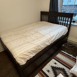 Full Size Mattress And Bed Frame With Drawers For Sale