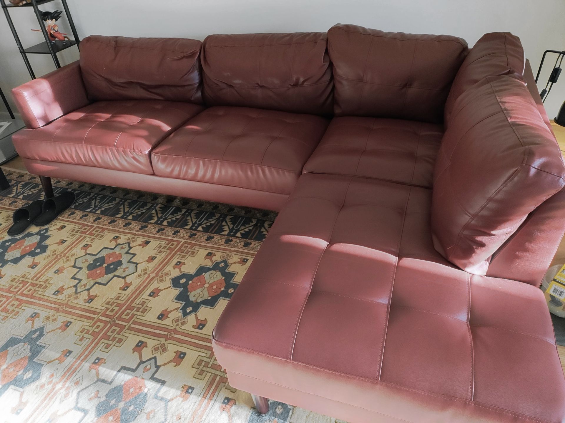Red Faux Leather Sectional Couch