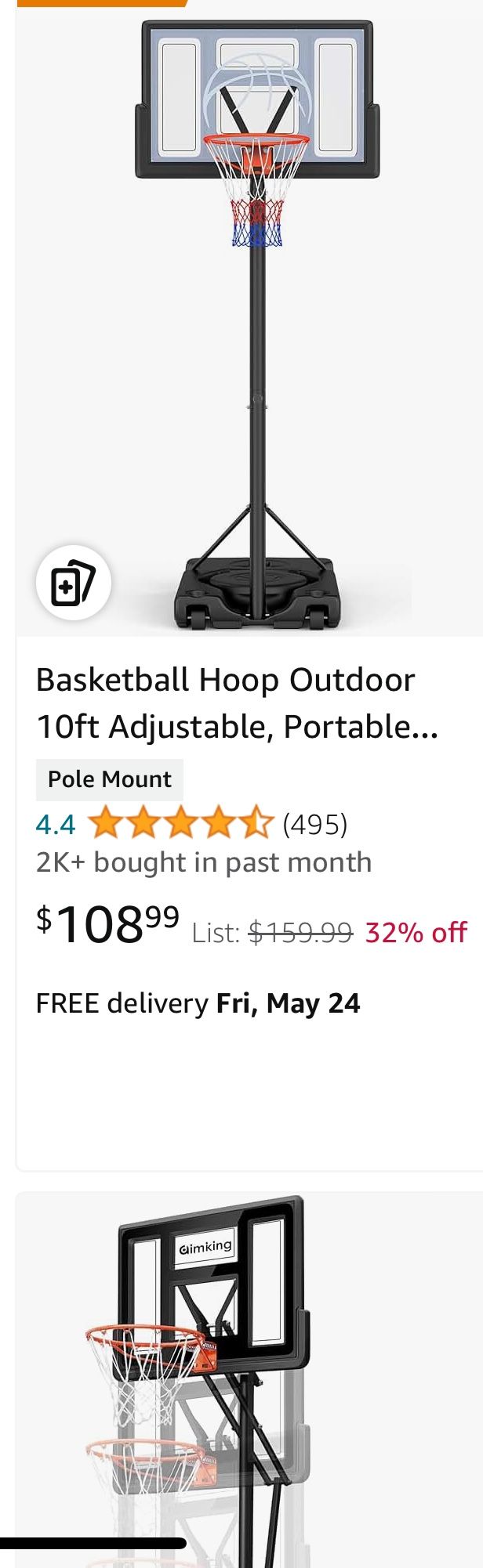 Basketball Hoop Outdoor 7-10ft Adjustable