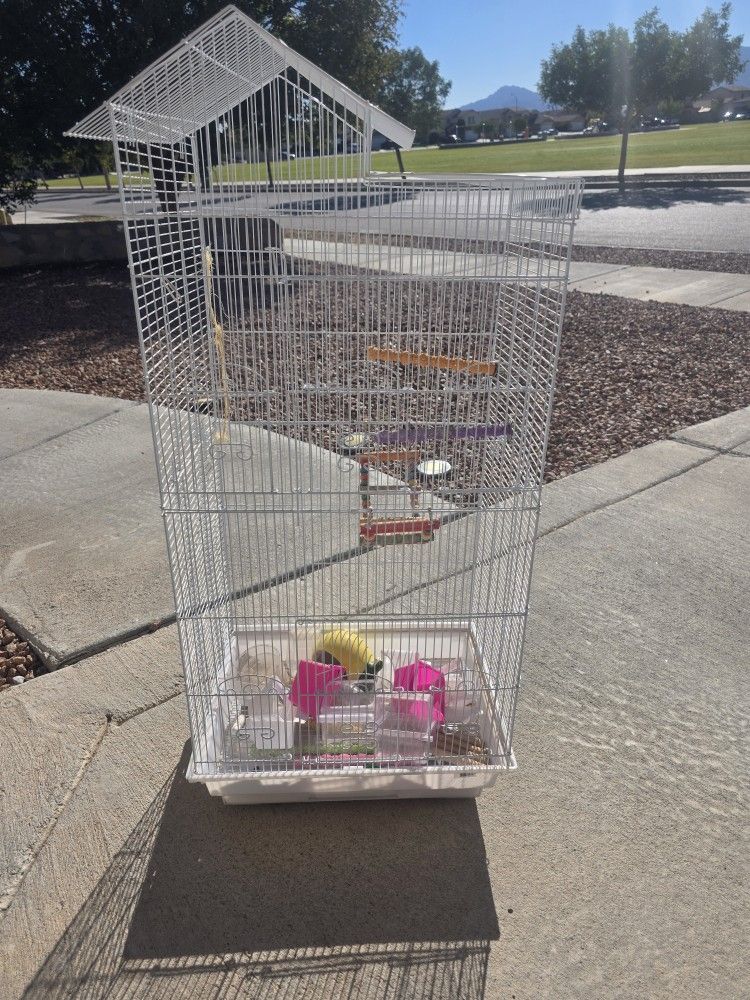 Tall Bird Cage and Accessories