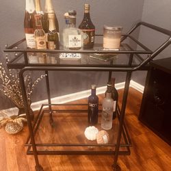 Modern Glass & Metal Bar Cart – Excellent Condition