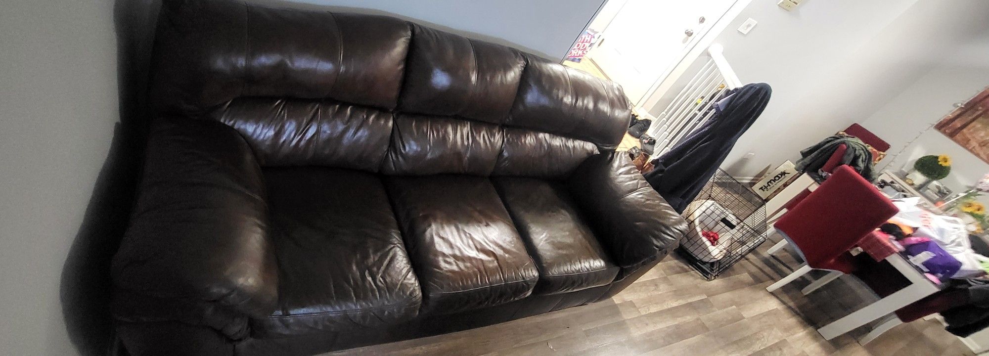 Dark Brown Leather Sofa 