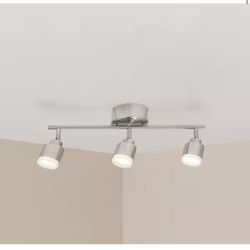 Hampton Bay 19 in. 3-Light Brushed Steel Integrated LED Track Lighting Kit@702