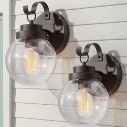 2-Pk Rusted Bronze Finish Sphere Exterior Outdoor Light Fixture Lights