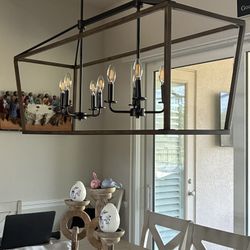 8 Light Rectangular Pendant Lamp. 