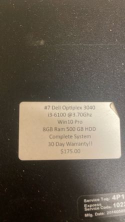 #7 Dell OptiPlex 3040 i3- 6100 win10 pro 8gb ram 500gb HDD 30 day warranty!!