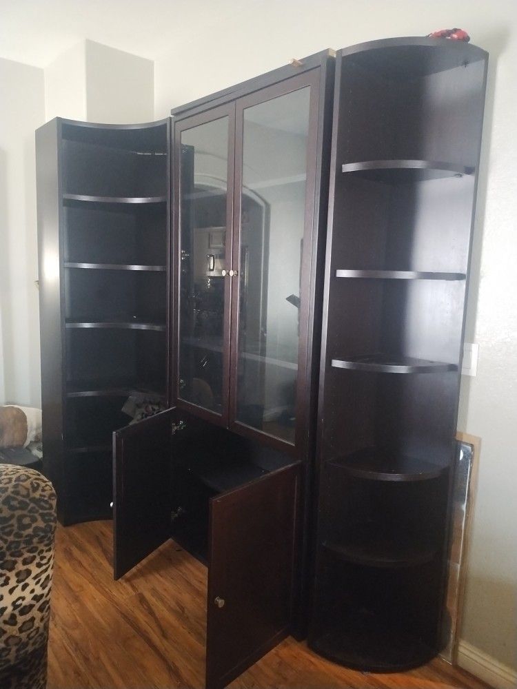 4 Piece Dark Espresso Cabinet/Shelving Unit/Bookcase