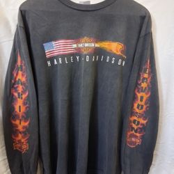 CV10  Harley-Davidson Tijuana Long-Sleeve Graphic T-Shirt Mens Size L Black 